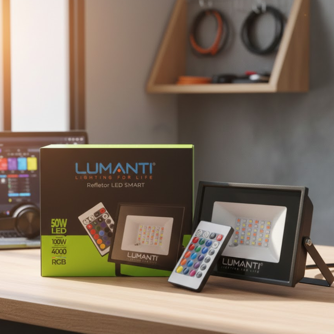 Refletor LED Smart 50W Colorido com Controle - Lumanti